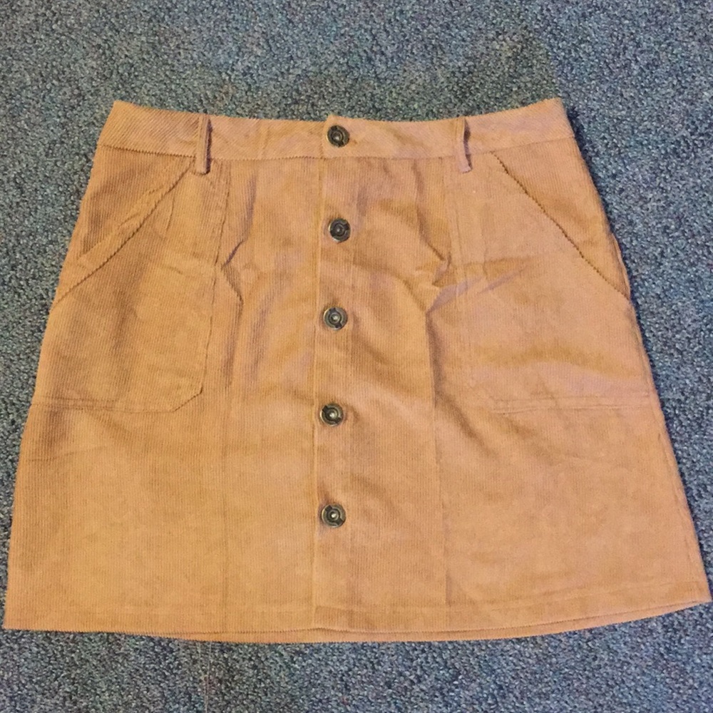 Suede Button Fall Skirt